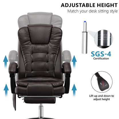 Massage Office Chair Gaming Computer Desk Swivel Recliner Chair Leather Footrest