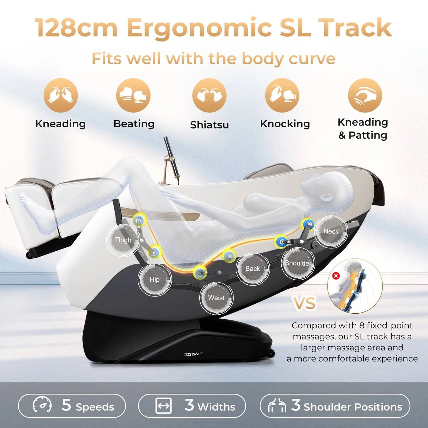 Zero Gravity SL Track Shiatsu Massage Recliner Chair with Waist Heating