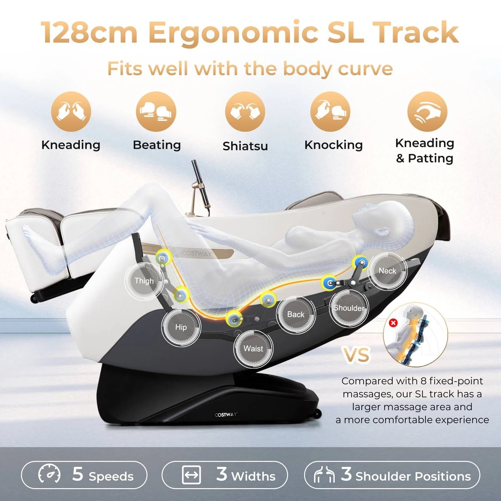 Zero Gravity SL Track Shiatsu Massage Recliner Chair with Waist Heating