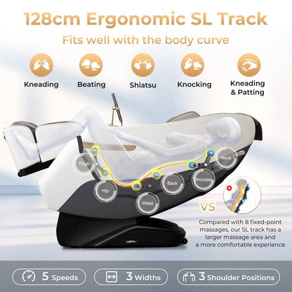 Zero Gravity SL Track Shiatsu Massage Recliner Chair with Waist Heating