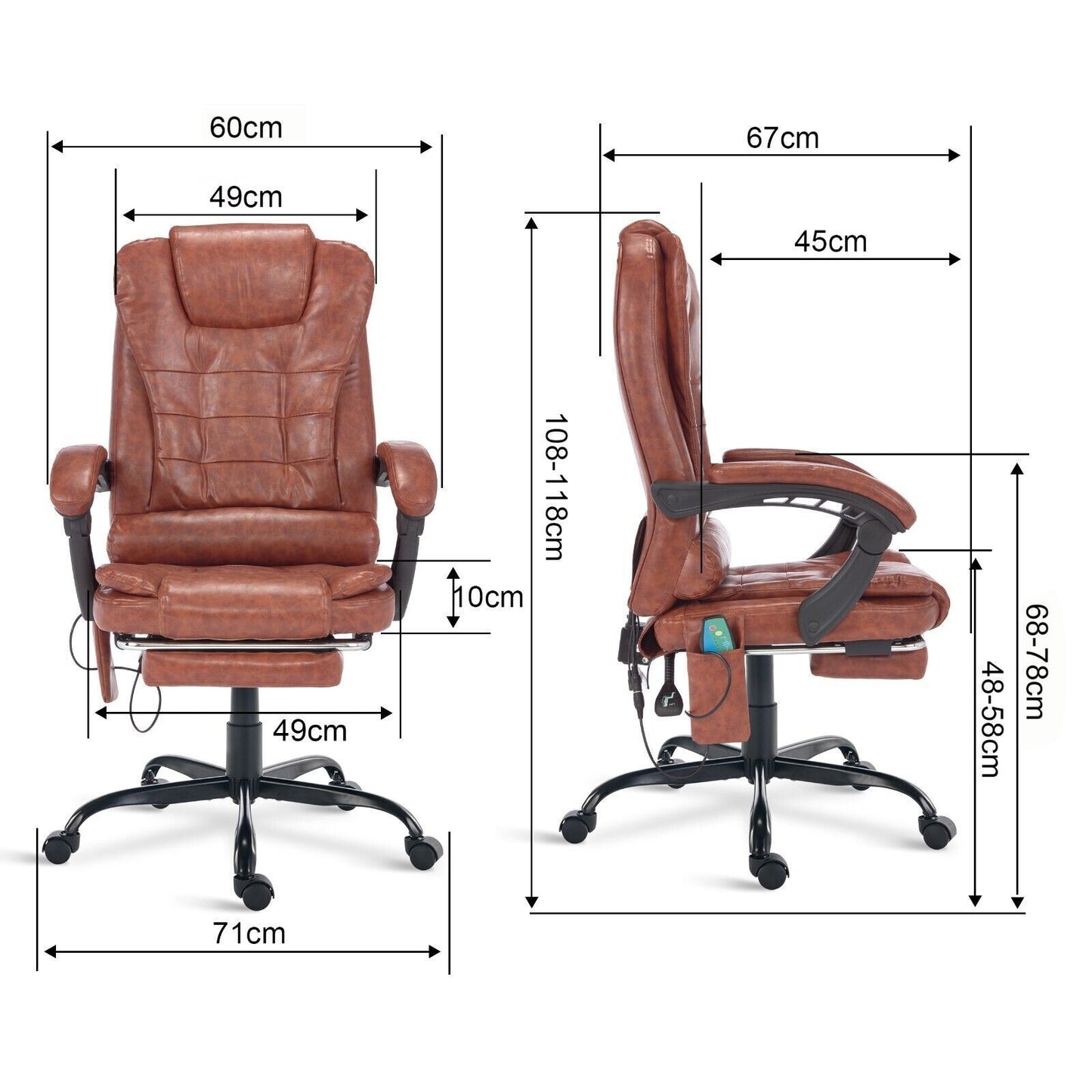 Massage Office Chair Gaming Computer Desk Swivel Recliner Chair Leather Footrest