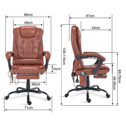 Massage Office Chair Gaming Computer Desk Swivel Recliner Chair Leather Footrest