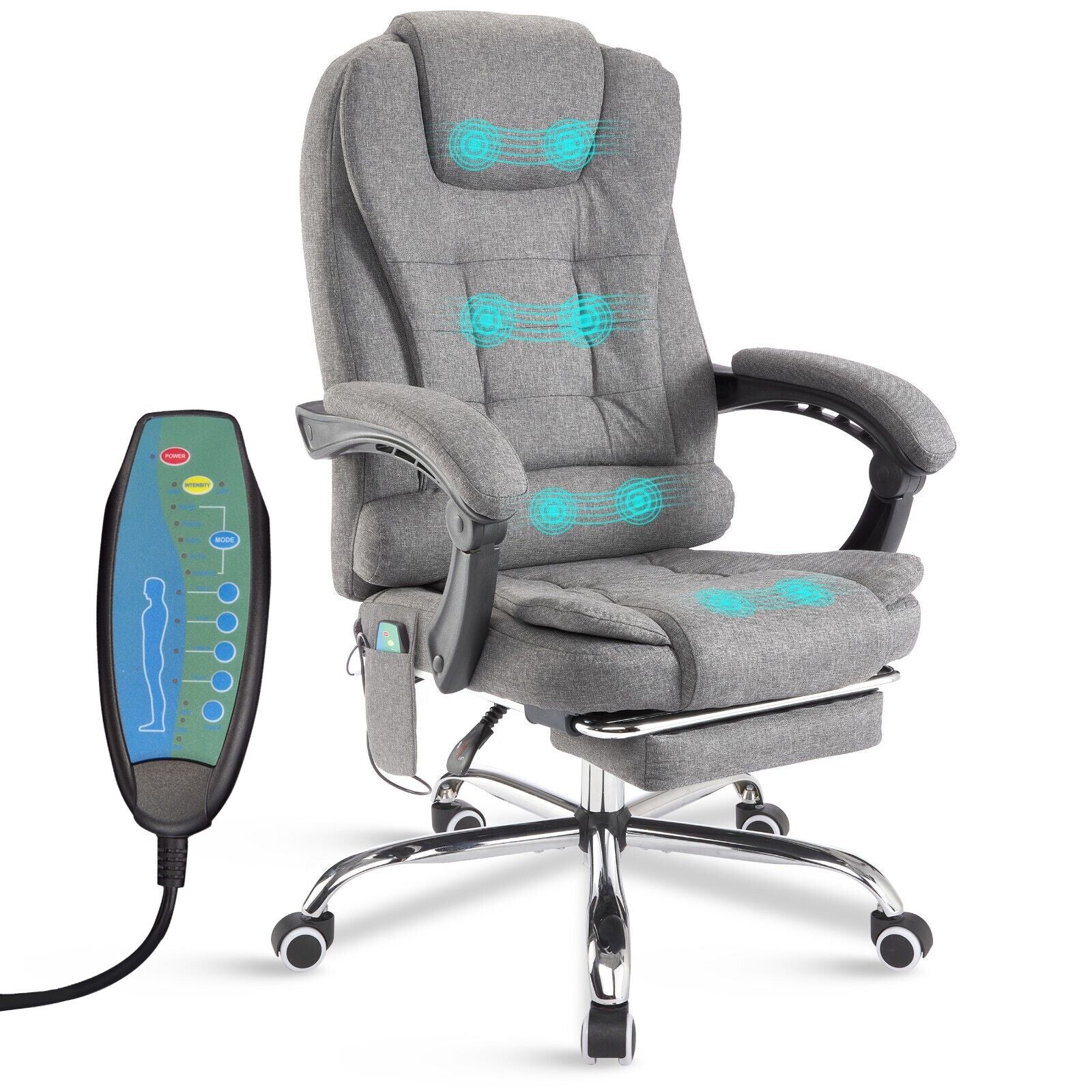 Massage Office Chair Gaming Computer Desk Swivel Recliner Chair Leather Footrest