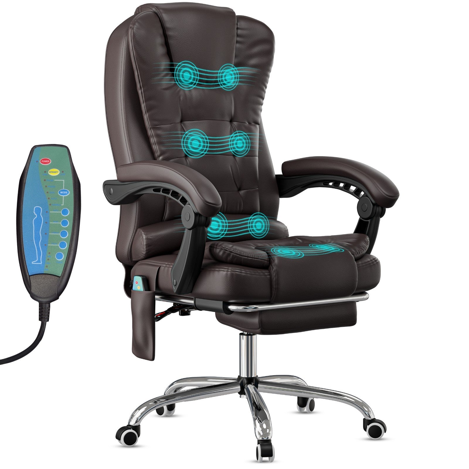 Massage Office Chair Gaming Computer Desk Swivel Recliner Chair Leather Footrest