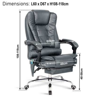 Massage Office Chair Gaming Computer Desk Swivel Recliner Chair Leather Footrest