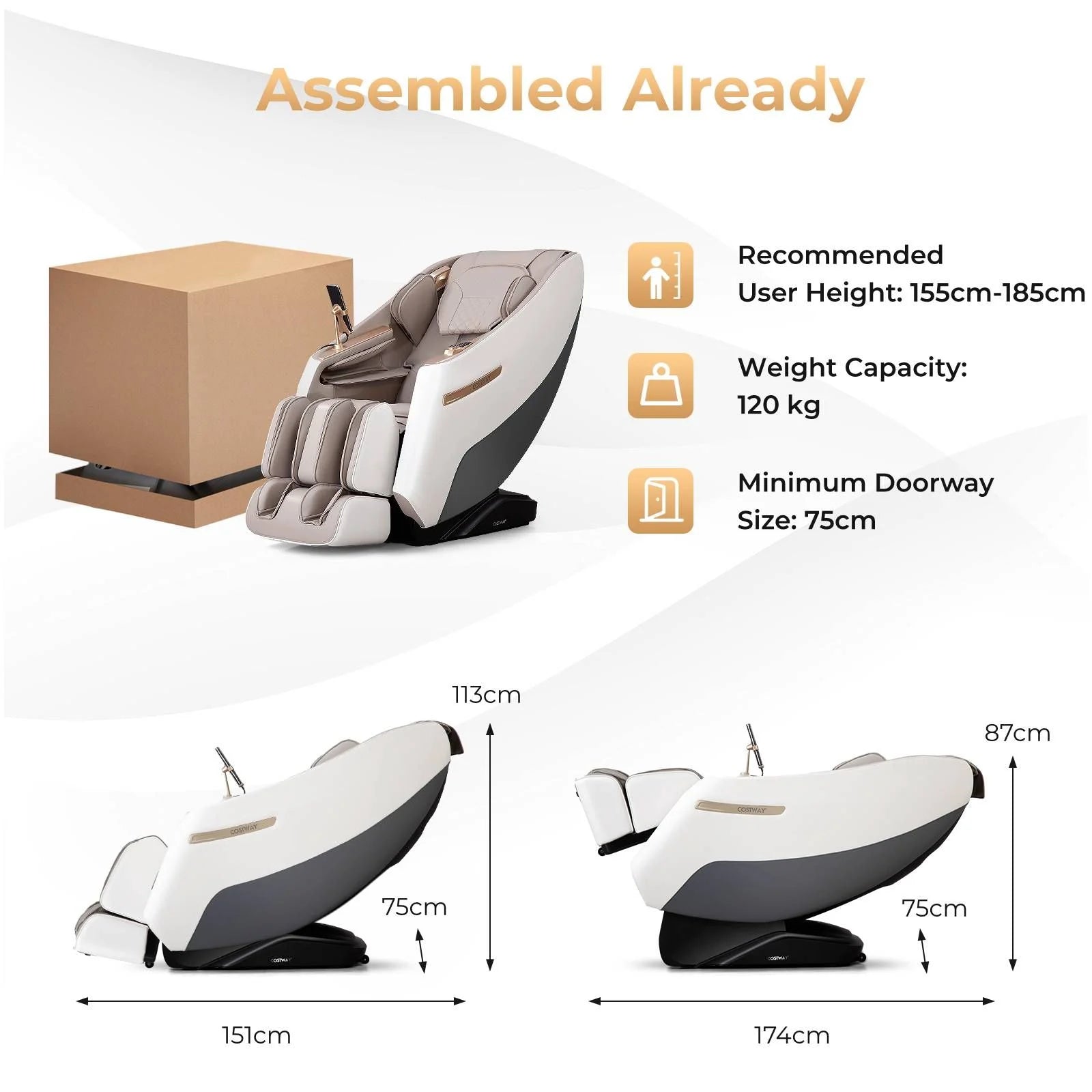 Zero Gravity SL Track Shiatsu Massage Recliner Chair with Waist Heating