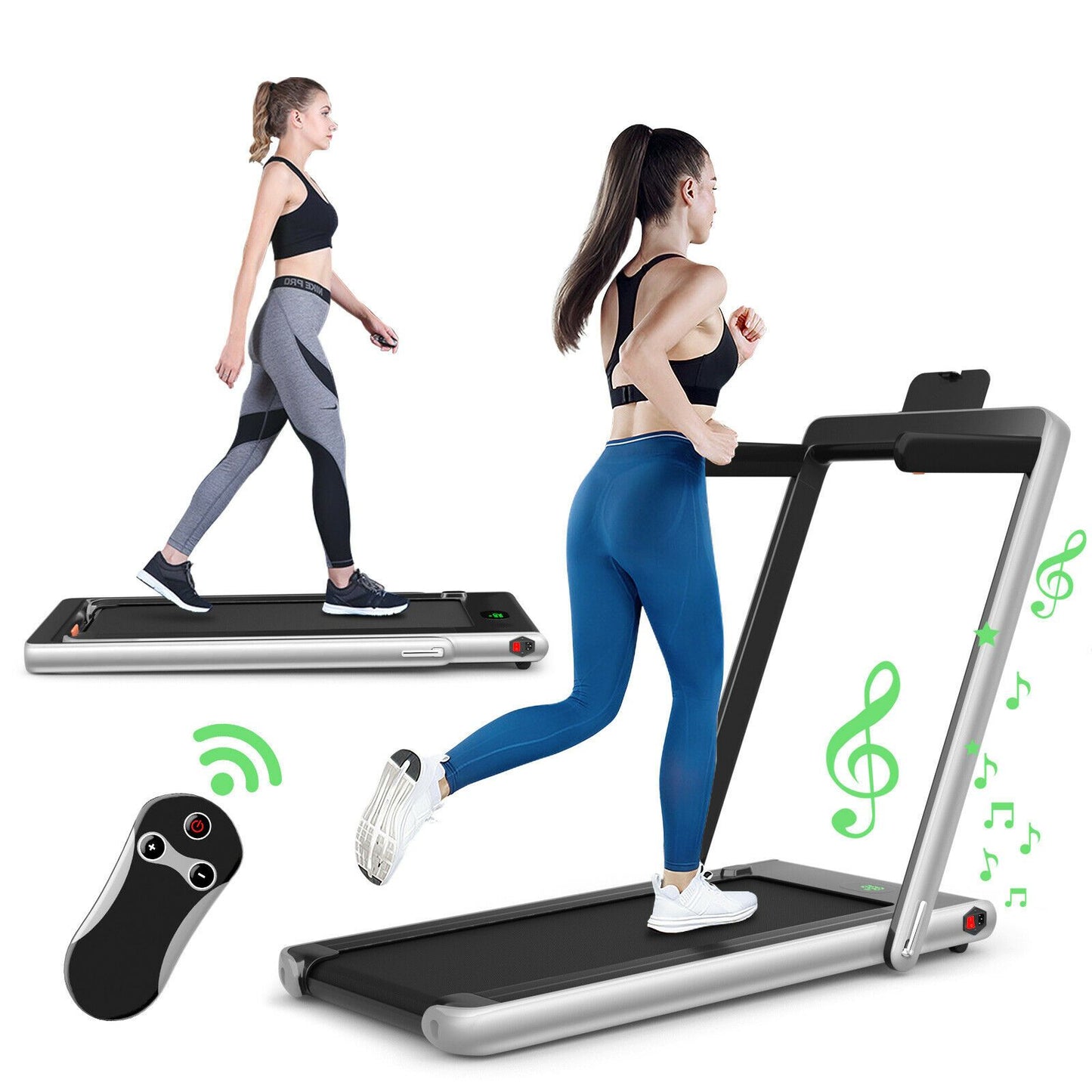 1-12Kph Folding Electric Treadmill with Bluetooth Capability