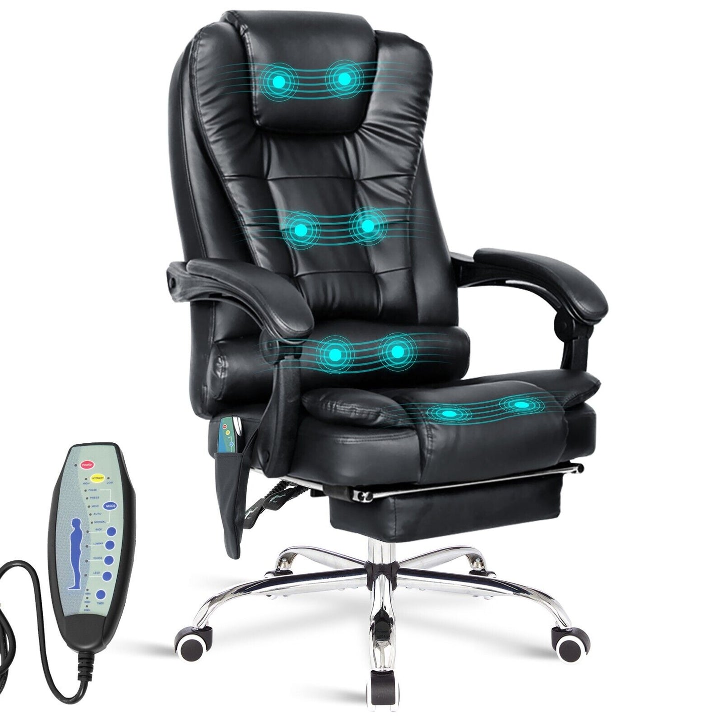 Massage Office Chair Gaming Computer Desk Swivel Recliner Chair Leather Footrest