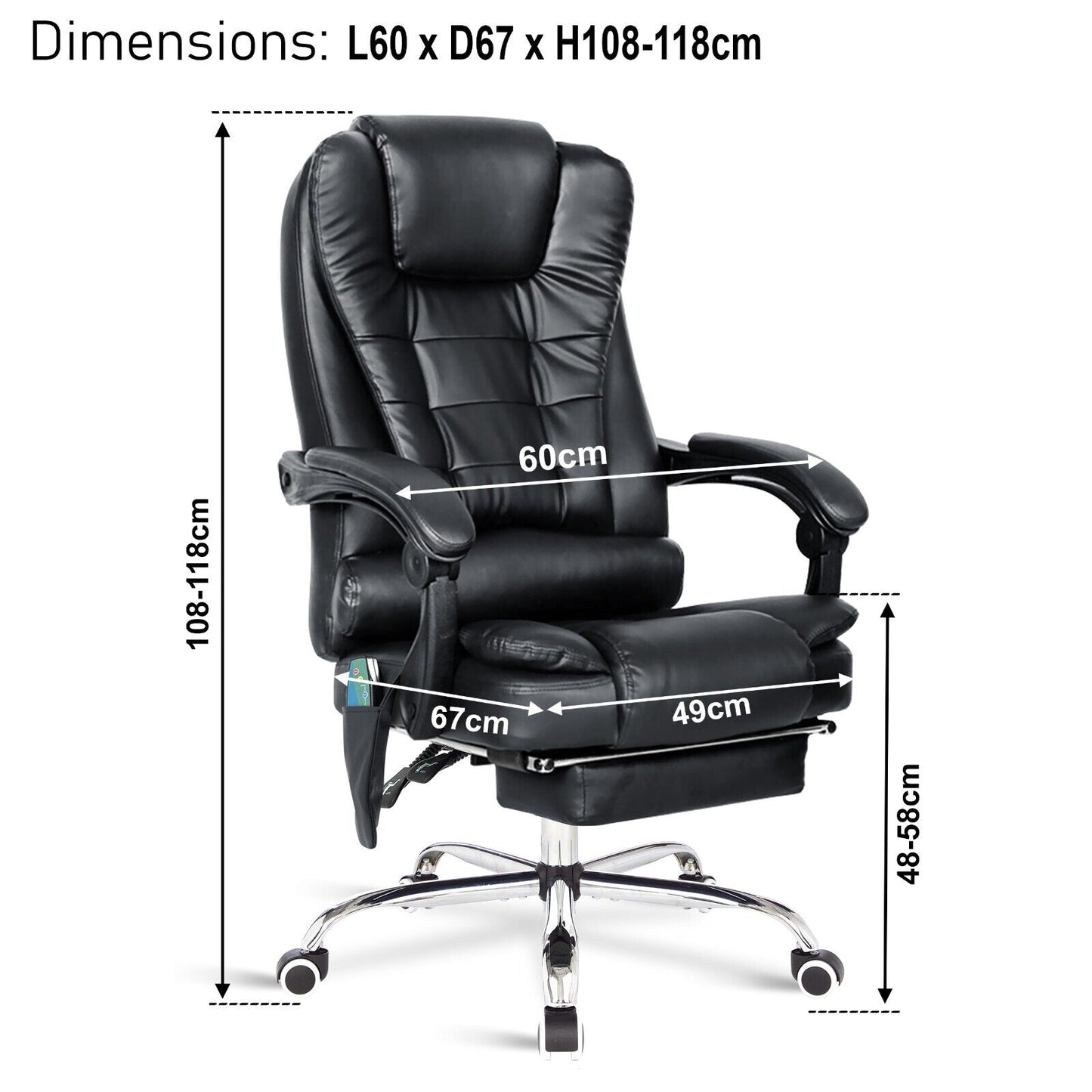 Massage Office Chair Gaming Computer Desk Swivel Recliner Chair Leather Footrest