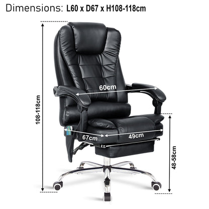 Massage Office Chair Gaming Computer Desk Swivel Recliner Chair Leather Footrest