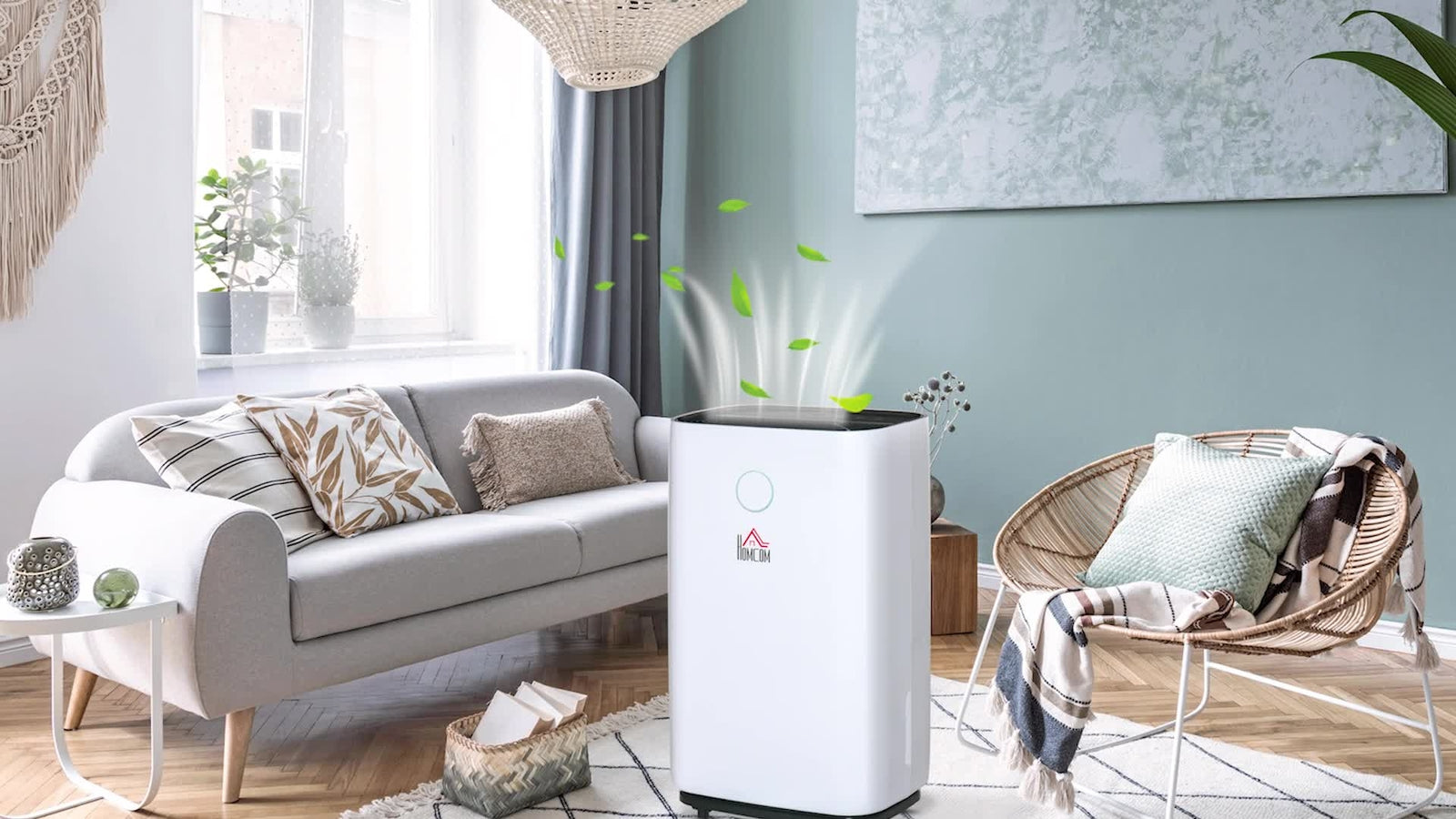 HOMCOM 20L/Day Portable Quiet Dehumidifier for Home, Electric Air De-Humidifier