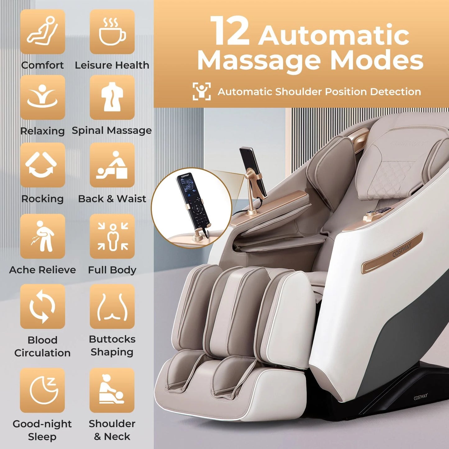 Zero Gravity SL Track Shiatsu Massage Recliner Chair with Waist Heating