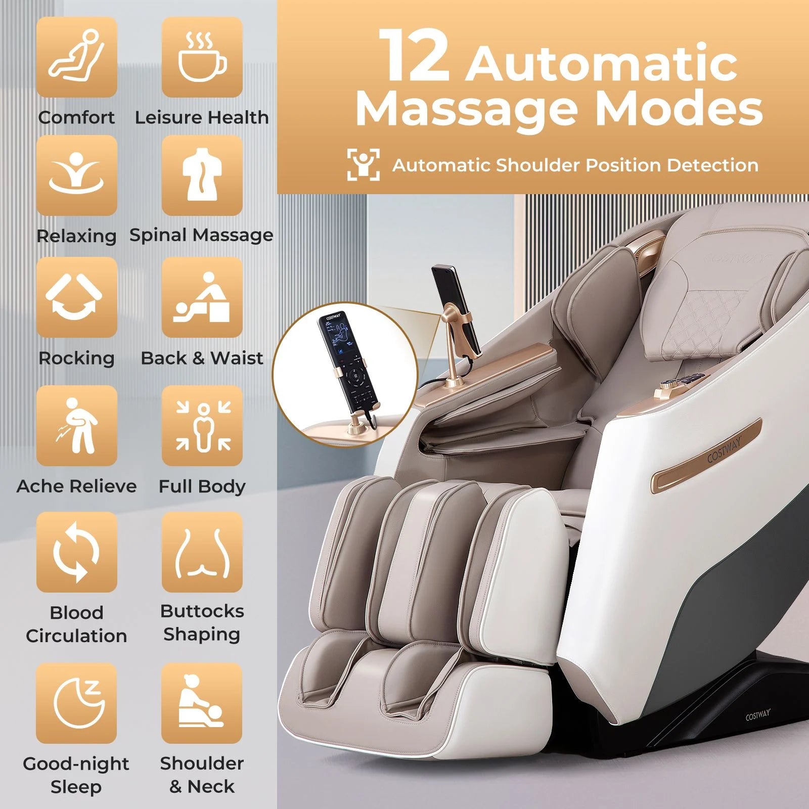 Zero Gravity SL Track Shiatsu Massage Recliner Chair with Waist Heating