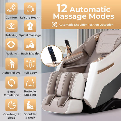 Zero Gravity SL Track Shiatsu Massage Recliner Chair with Waist Heating