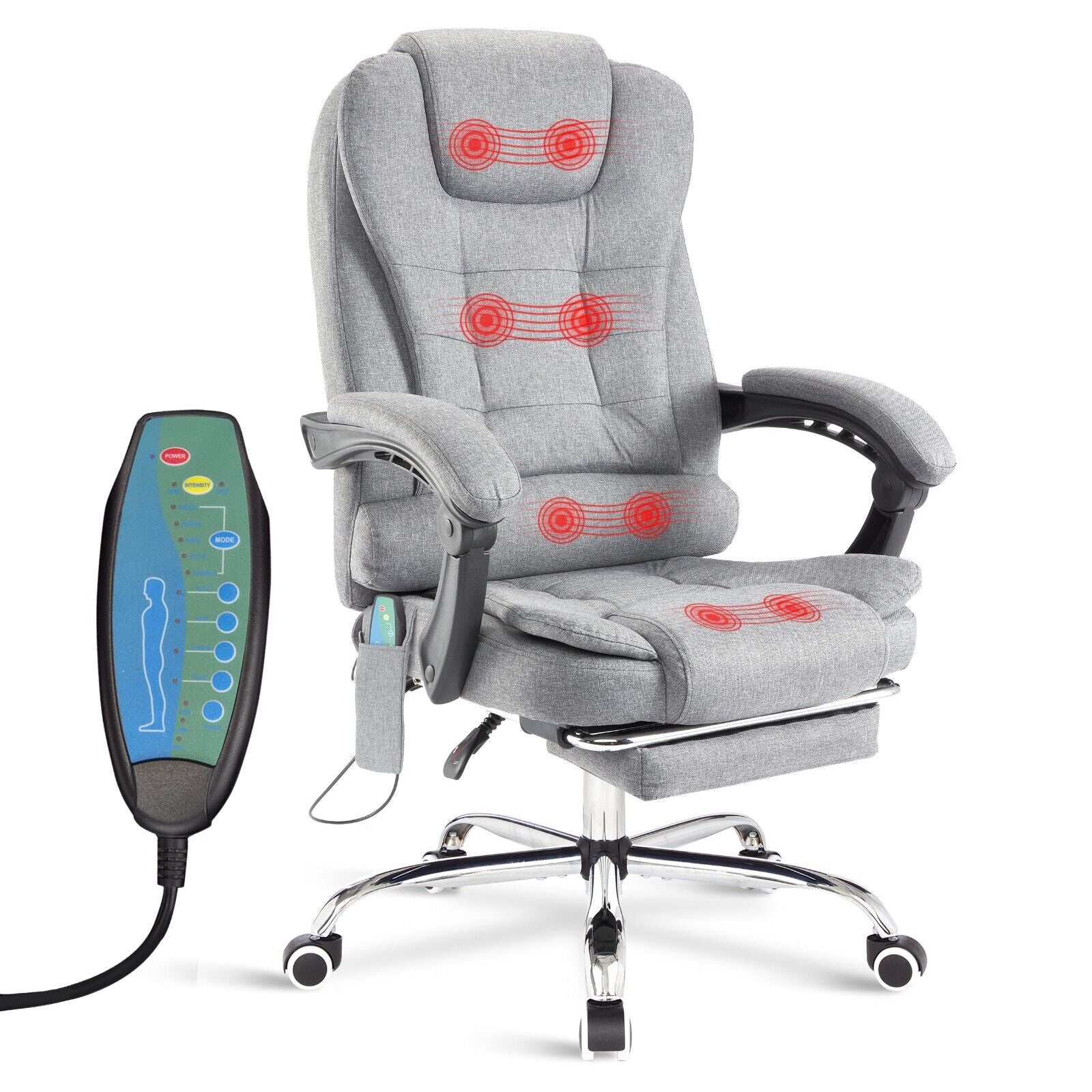 Massage Office Chair Gaming Computer Desk Swivel Recliner Chair Leather Footrest