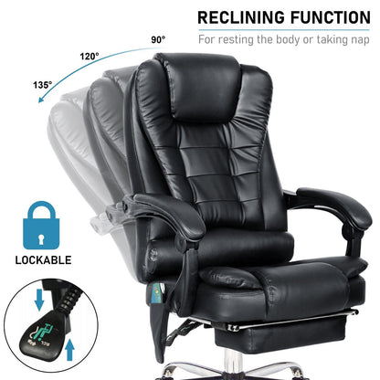 Massage Office Chair Gaming Computer Desk Swivel Recliner Chair Leather Footrest