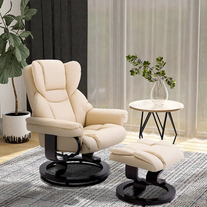 Ladaisia Faux Leather Manual Swivel Recliner with Ottoman