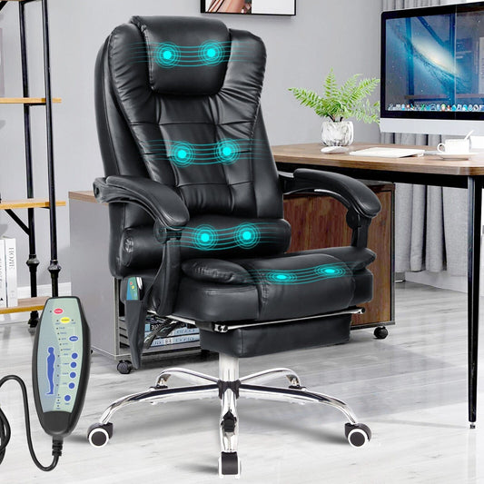 Massage Office Chair Gaming Computer Desk Swivel Recliner Chair Leather Footrest