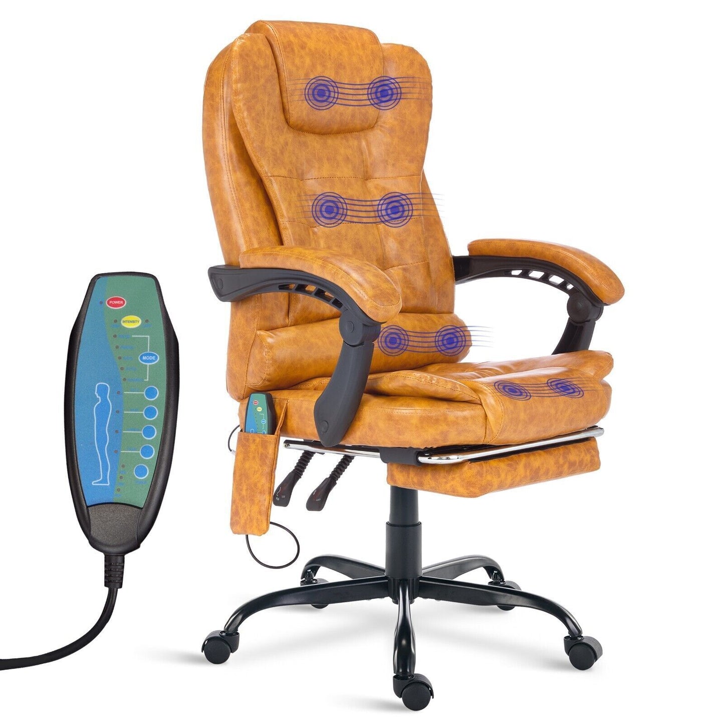 Massage Office Chair Gaming Computer Desk Swivel Recliner Chair Leather Footrest