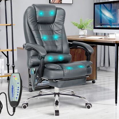 Massage Office Chair Gaming Computer Desk Swivel Recliner Chair Leather Footrest