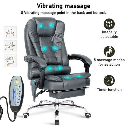 Massage Office Chair Gaming Computer Desk Swivel Recliner Chair Leather Footrest