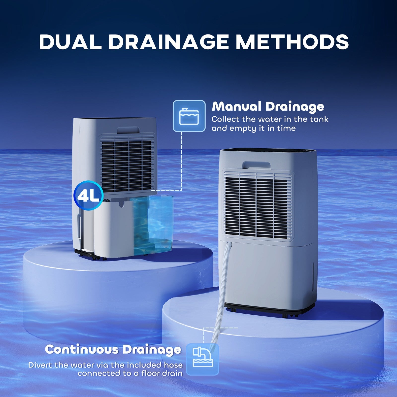 HOMCOM 20L/Day Portable Quiet Dehumidifier for Home, Electric Air De-Humidifier