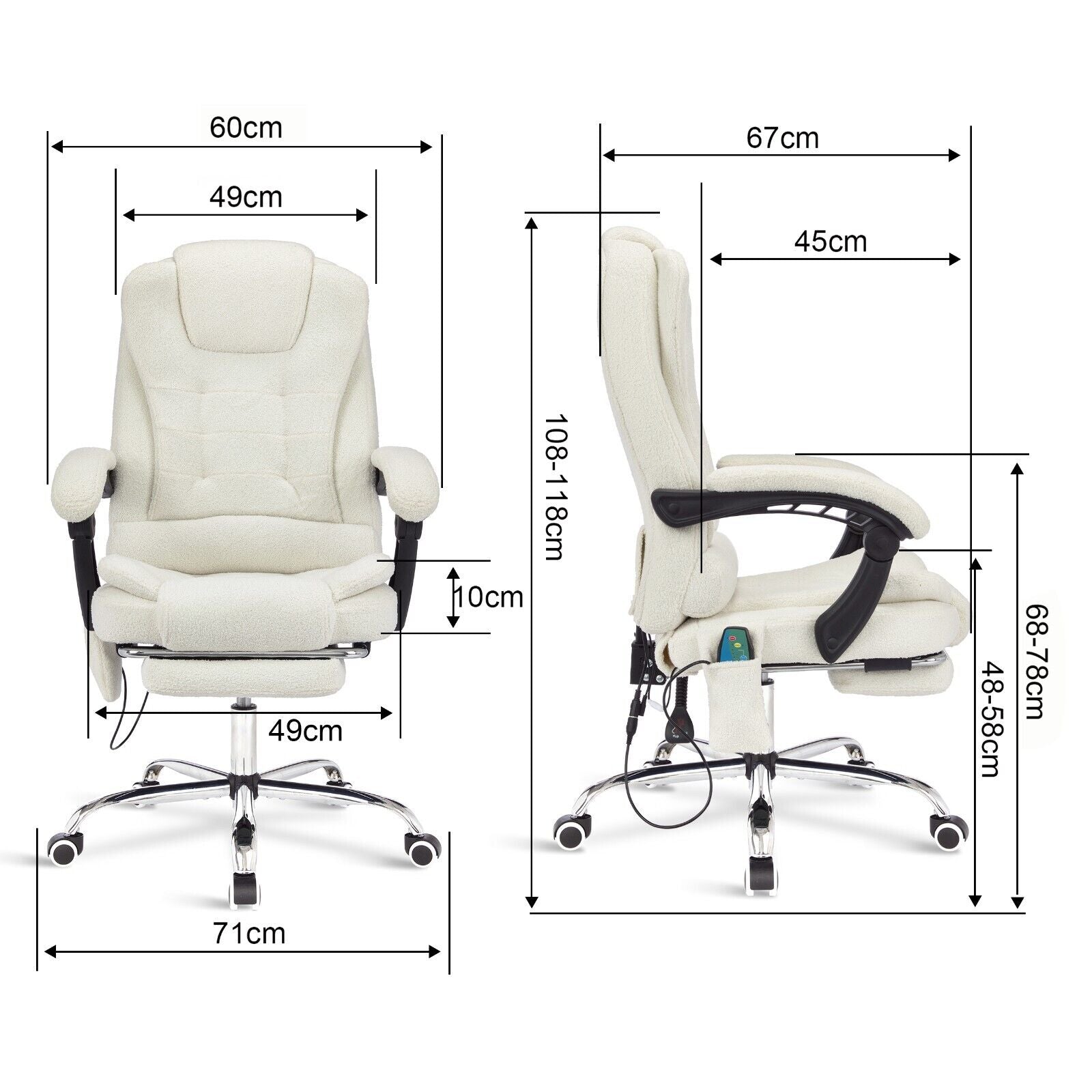 Massage Office Chair Gaming Computer Desk Swivel Recliner Chair Leather Footrest
