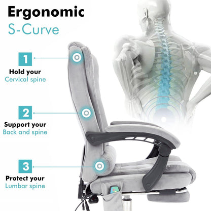 Massage Office Chair Gaming Computer Desk Swivel Recliner Chair Leather Footrest