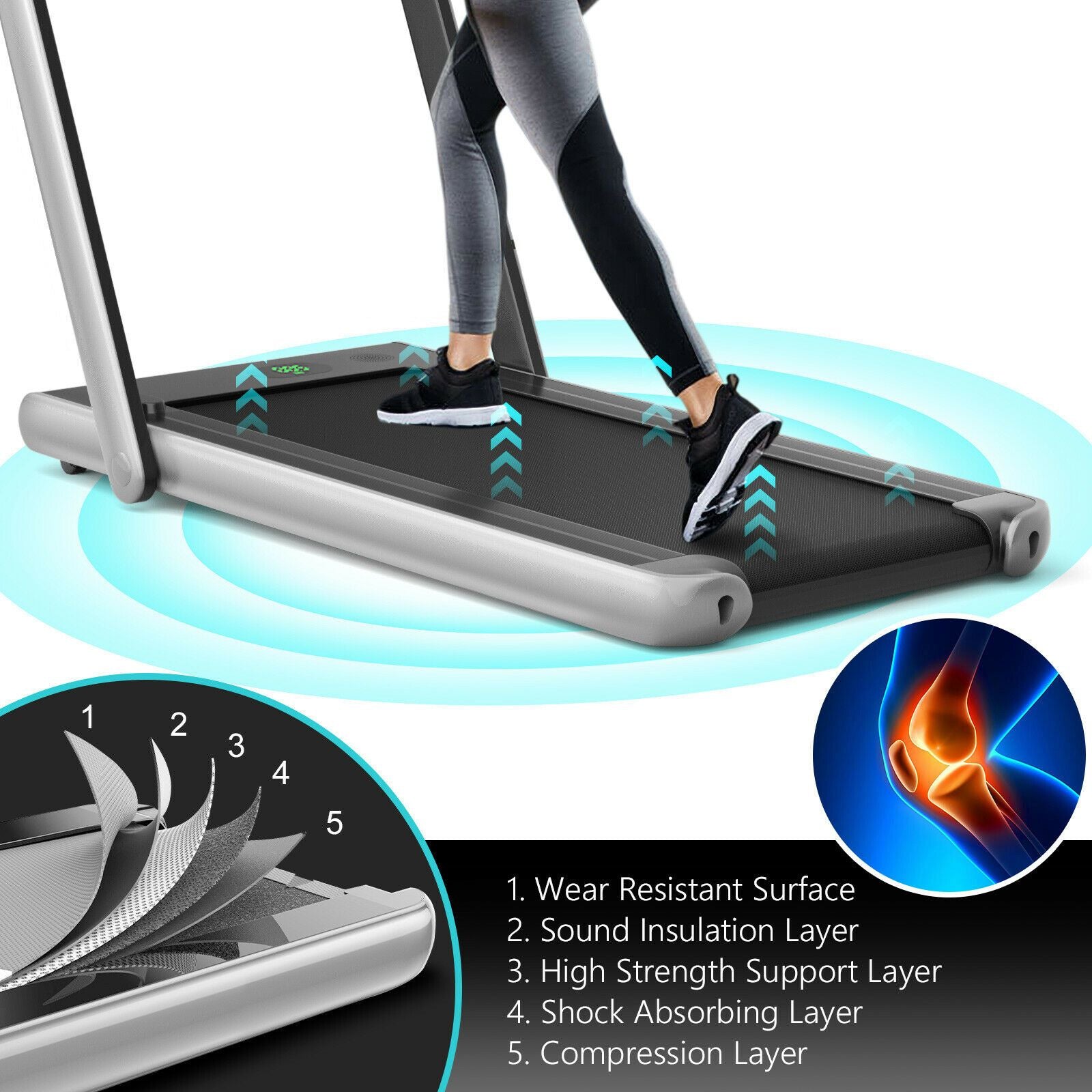 1-12Kph Folding Electric Treadmill with Bluetooth Capability