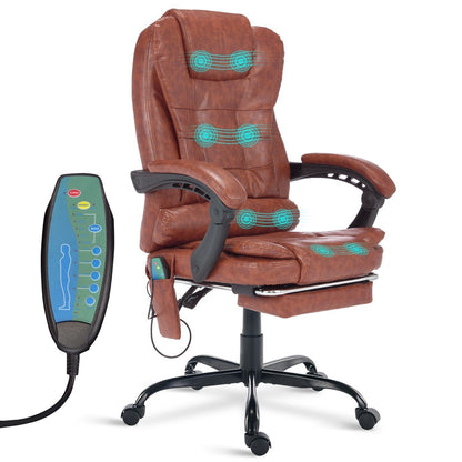 Massage Office Chair Gaming Computer Desk Swivel Recliner Chair Leather Footrest
