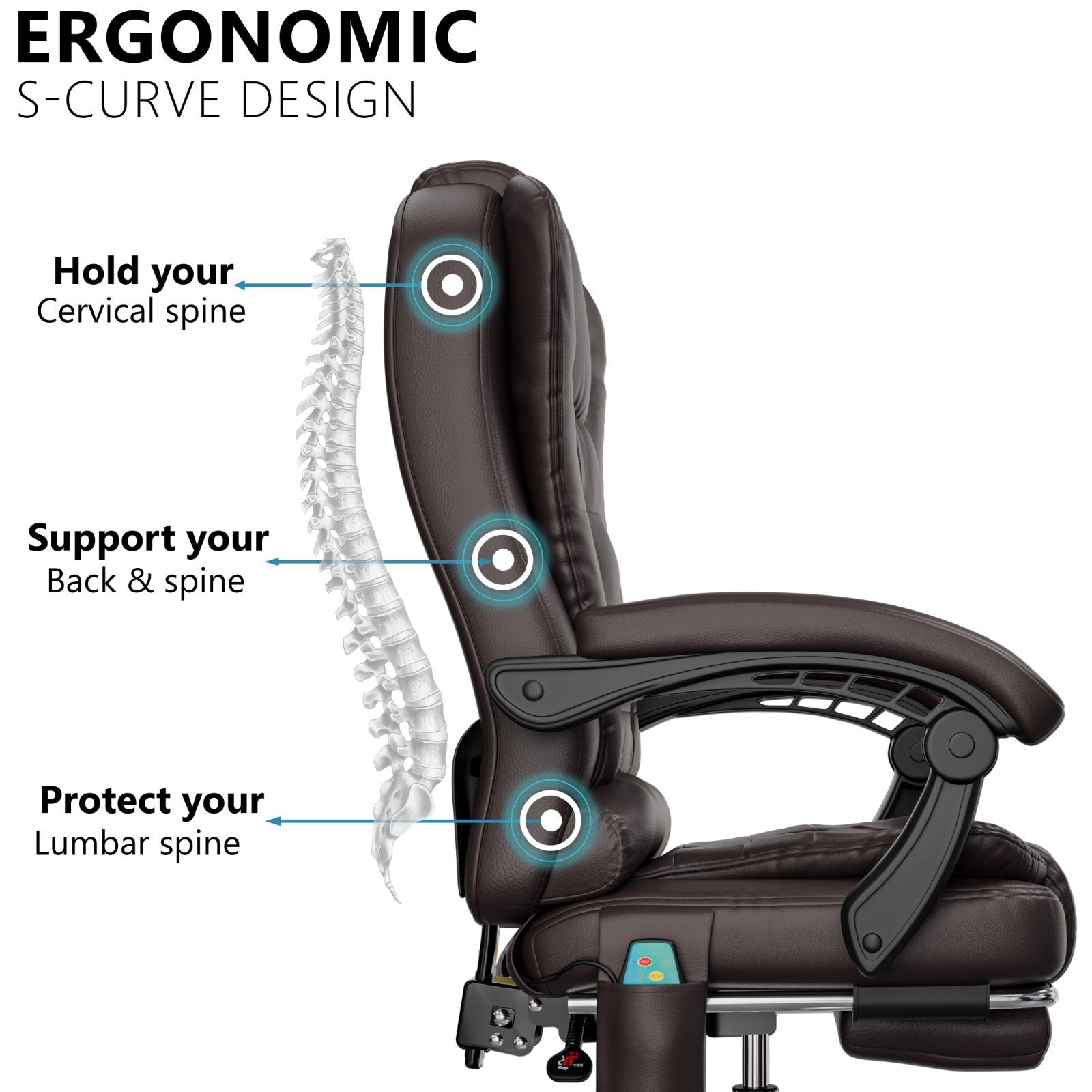 Massage Office Chair Gaming Computer Desk Swivel Recliner Chair Leather Footrest
