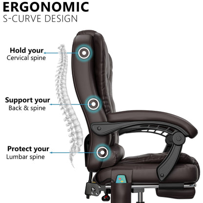 Massage Office Chair Gaming Computer Desk Swivel Recliner Chair Leather Footrest