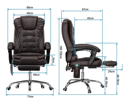 Massage Office Chair Gaming Computer Desk Swivel Recliner Chair Leather Footrest